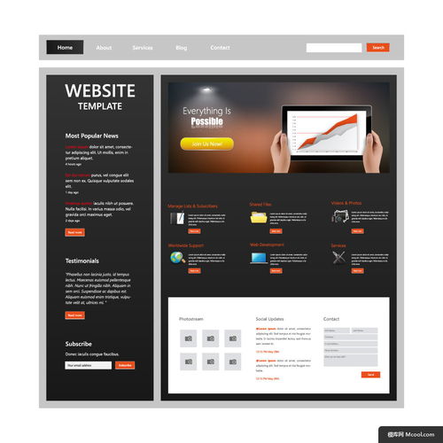 时尚个性网页设计 矢量素材与展示页面的完美融合